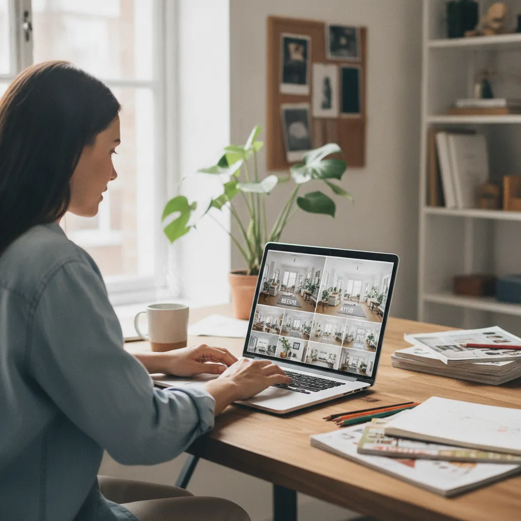 A social media marketer building Facebook and Instagram ad campaigns for a home services business